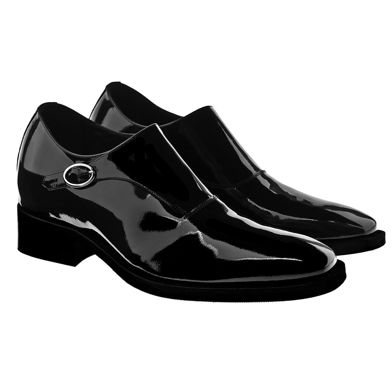 shiny black slip on shoes